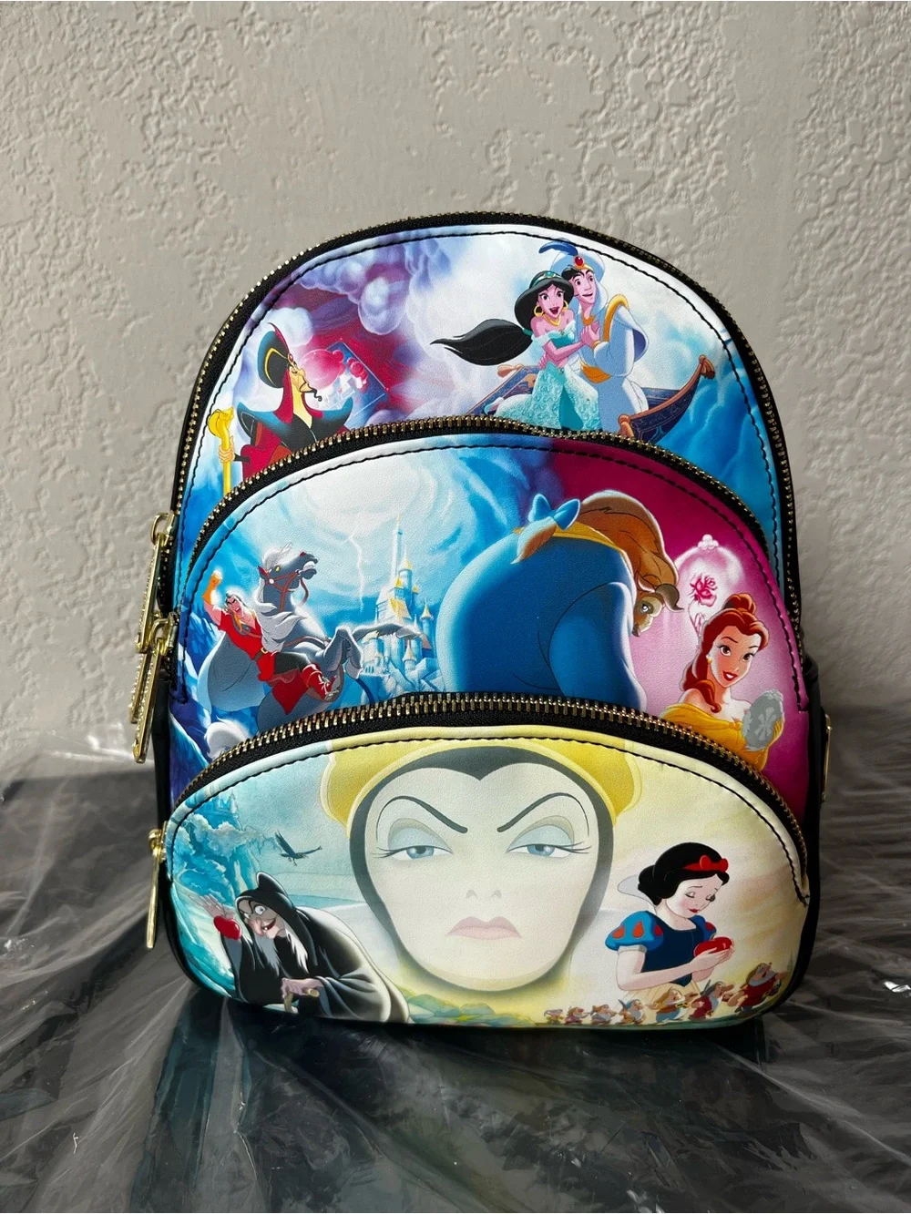 Loungefly Disney Princess & Villians Scene Three Zip Mini Backpack NWT Exclusive